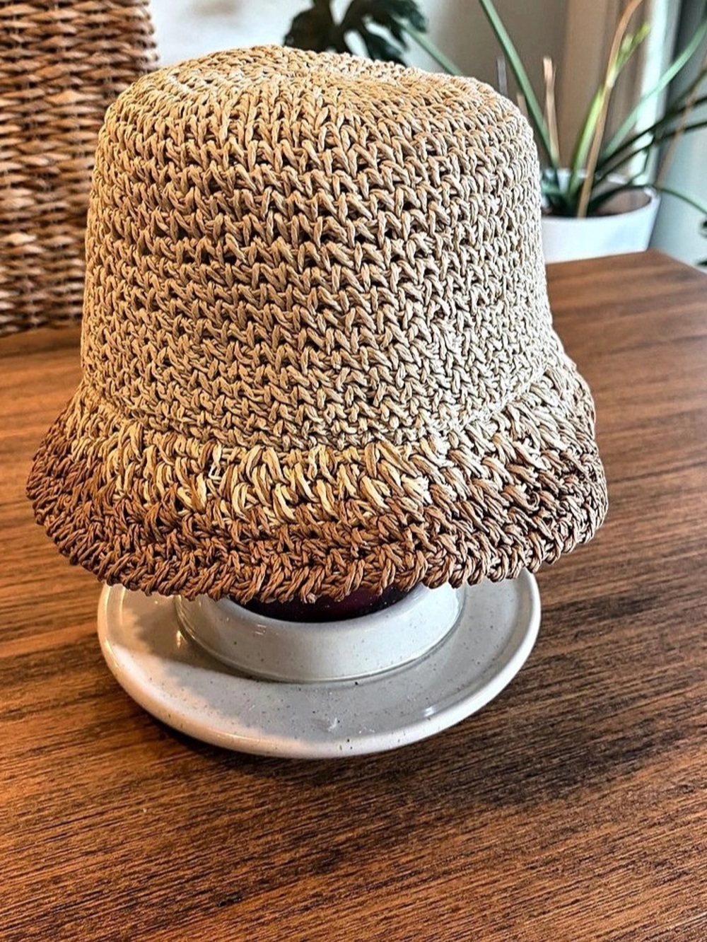 Eugenia Kim Straw Bucket Hat in Brown Like New